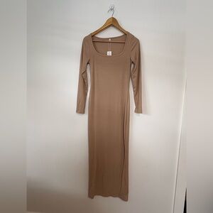 Comfy Tan Long Sleeve Dress